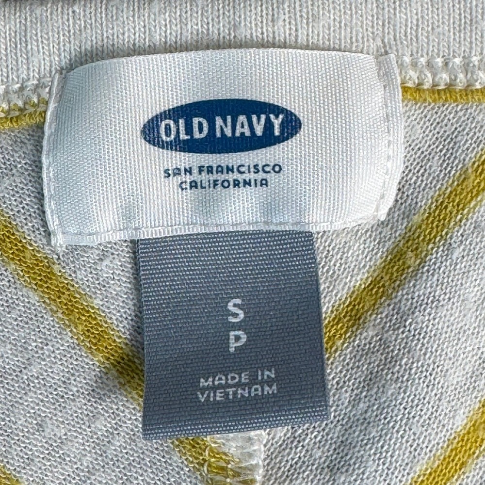 Old Navy Womens Yellow White Striped Long Sleeve Pocket Tee Relaxed Fit S 774750 - Picture 4 of 6